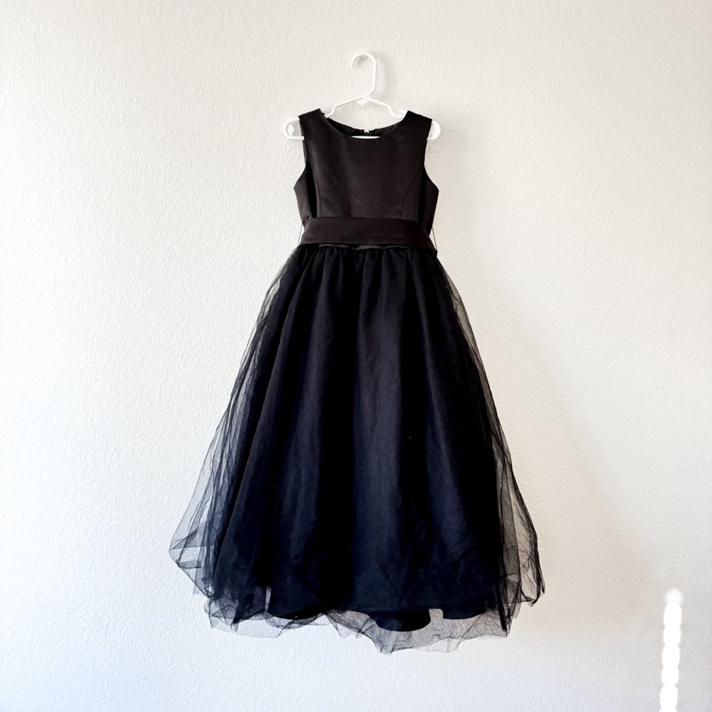 KIDS // Black Satin Tulle Dress
